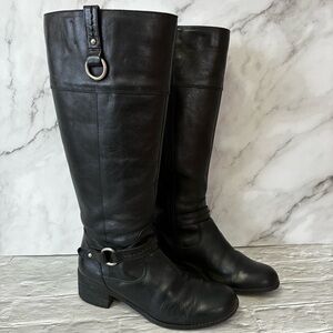 Bandolino Carston Black Leather Tall Riding Boots Size 7